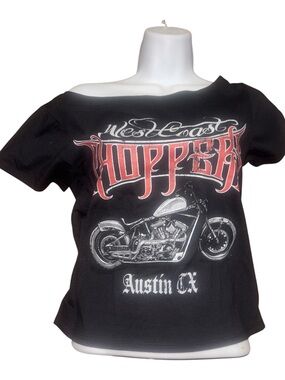 West Coast Choppers Graphic Off-Shoulder Top